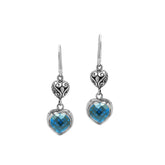 AE-1204-BT Sterling Silver Earring With Blue Topaz Q. Jewelry Bali Designs Inc
